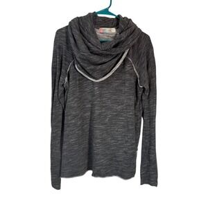 Free People Beach Sweater Medium 2 Body Gray Funnel Neck Long Sleeve Top Relaxed